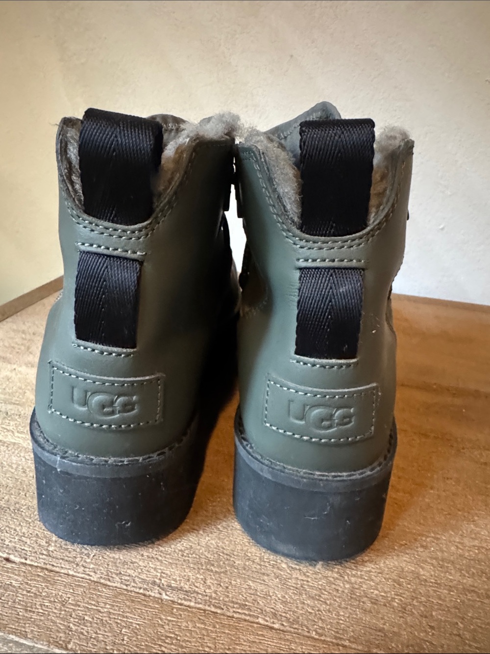 UGG Olive Green Platform Lace-Up Winter Boots - Picture 2 of 7